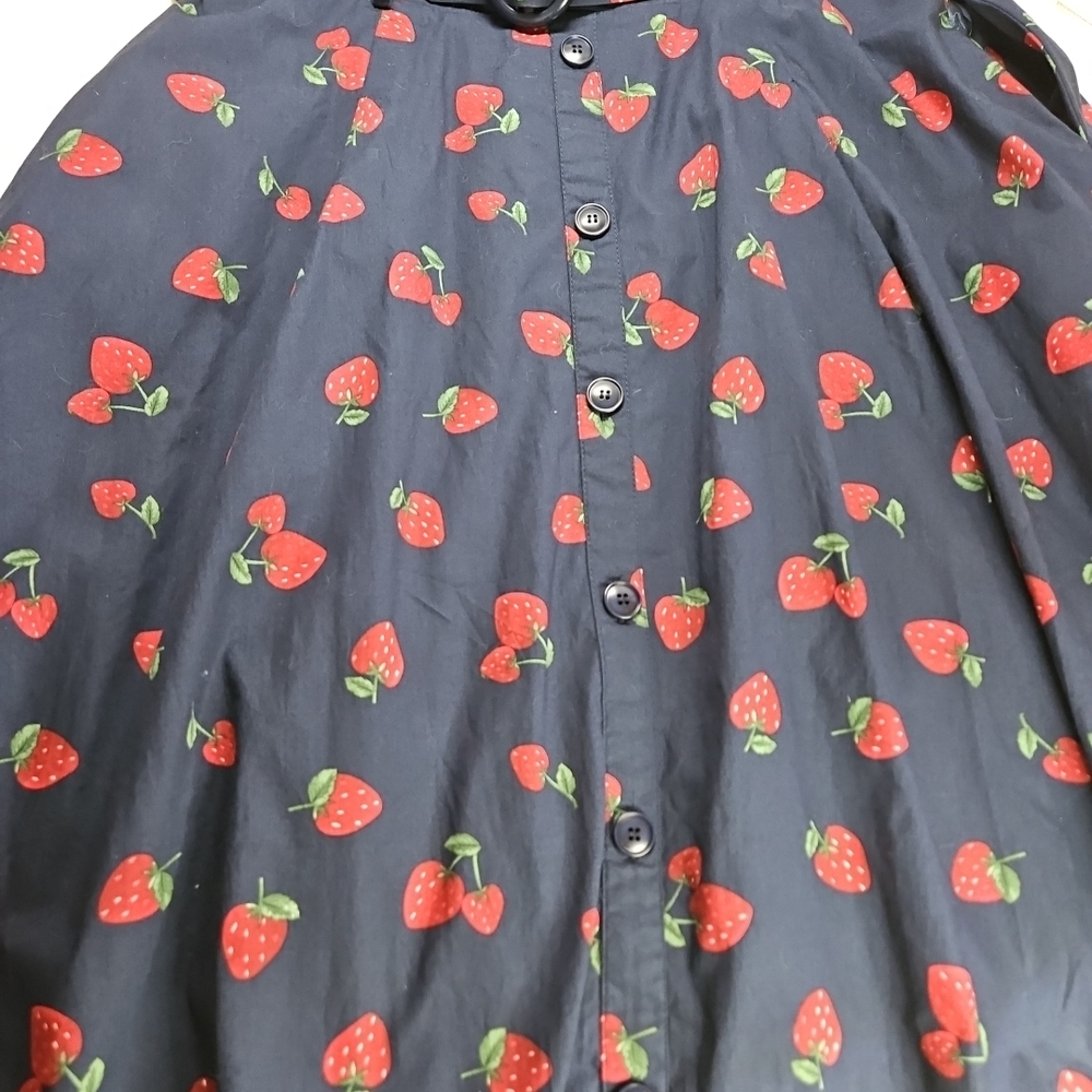 City Chic Navy Strawberry A-Line Skirt Belted Pockets - Picture 6 of 9